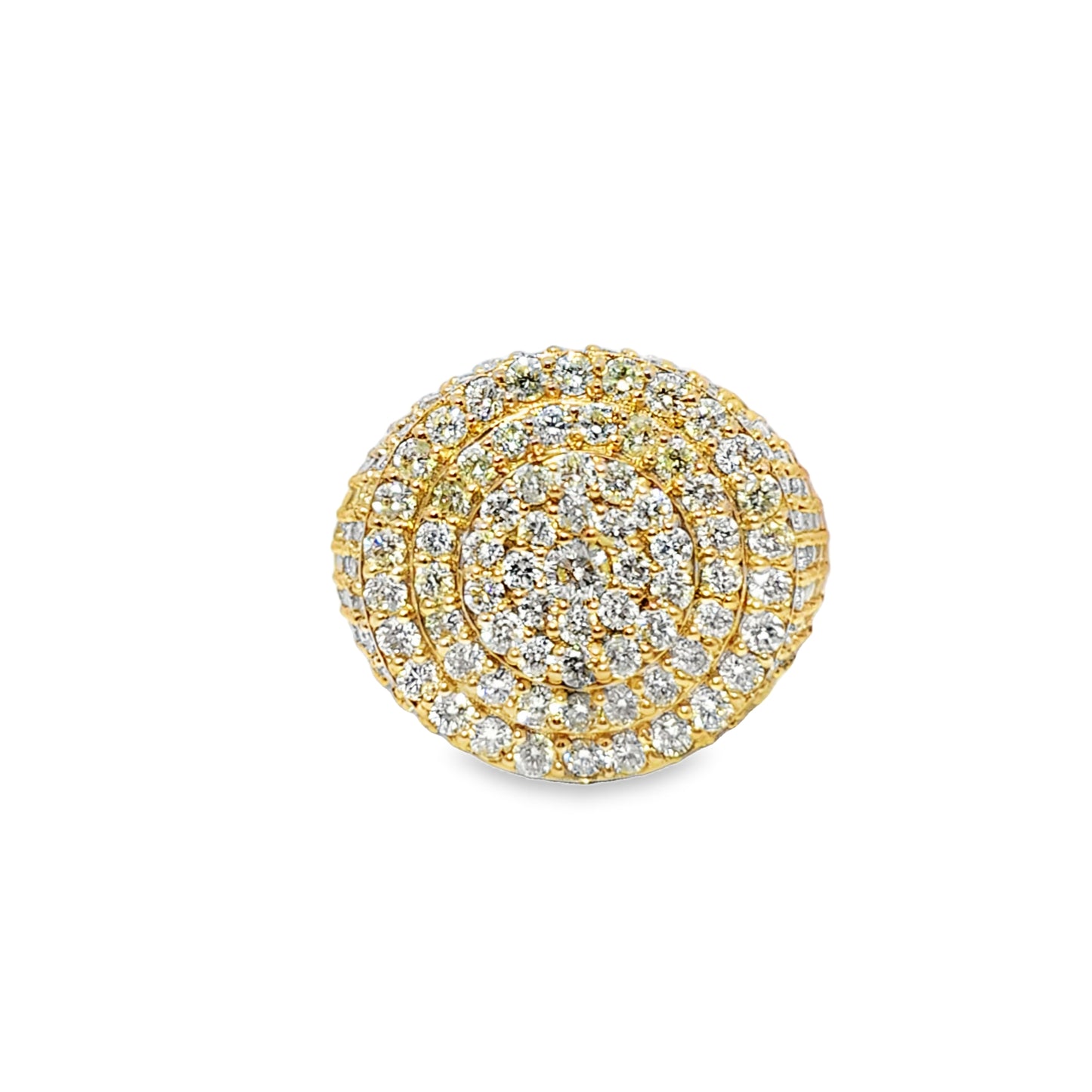 Mens Statement Round Dome Ring 3.00 ctw Diamond 10K Yellow Gold