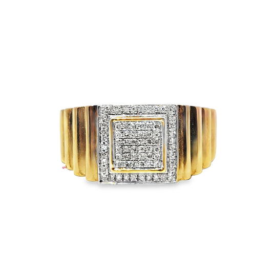 Square Classic Mens Diamond Ring 0.20 ctw 10K Yellow Gold