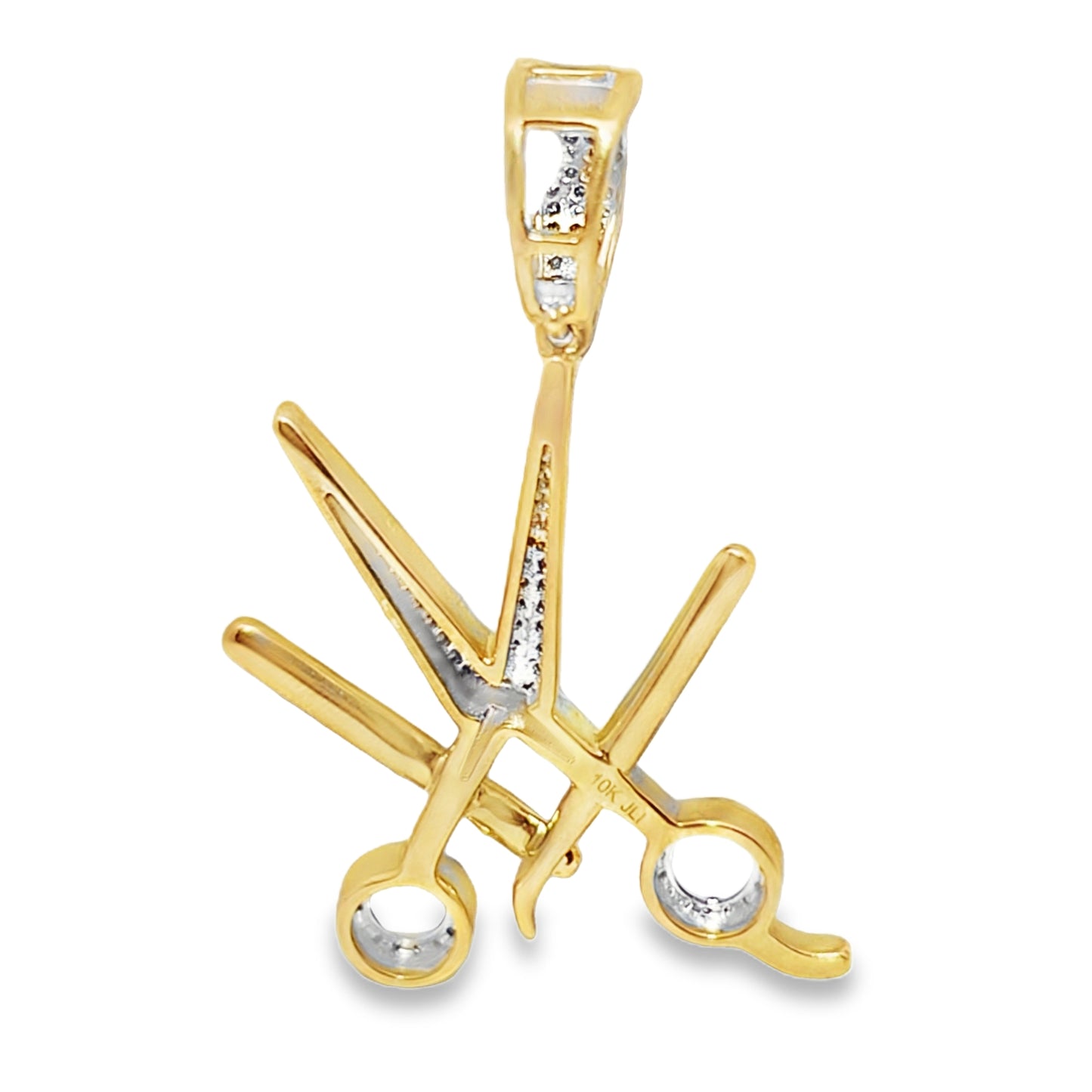 Barber Scissor Pendant 0.33 ctw Diamond 10K Yellow Gold