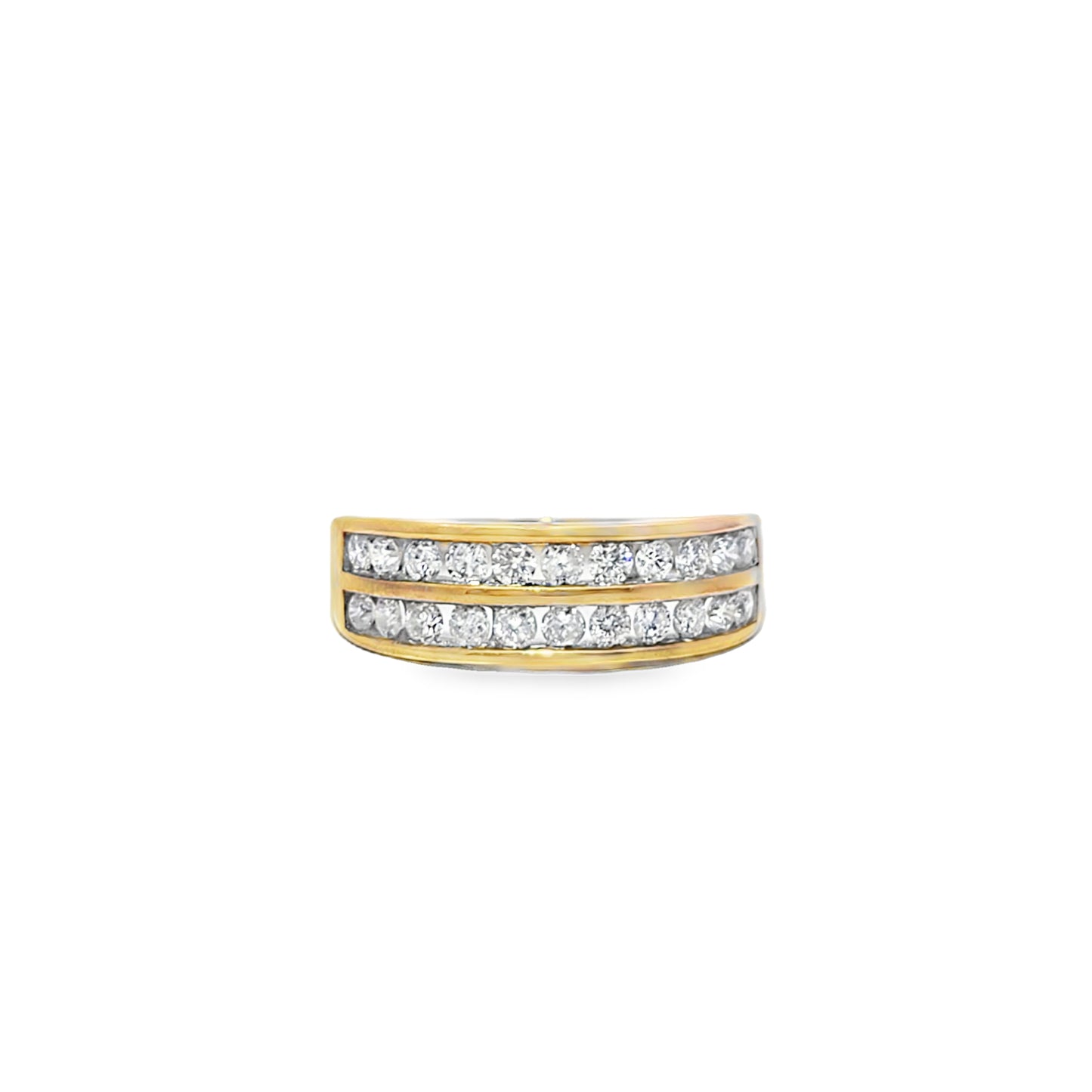 Two Row Mens Diamond Band 1.00 ctw 10K Yellow Gold
