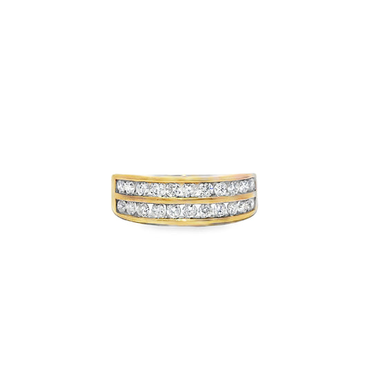 Two Row Mens Diamond Band 1.00 ctw 10K Yellow Gold