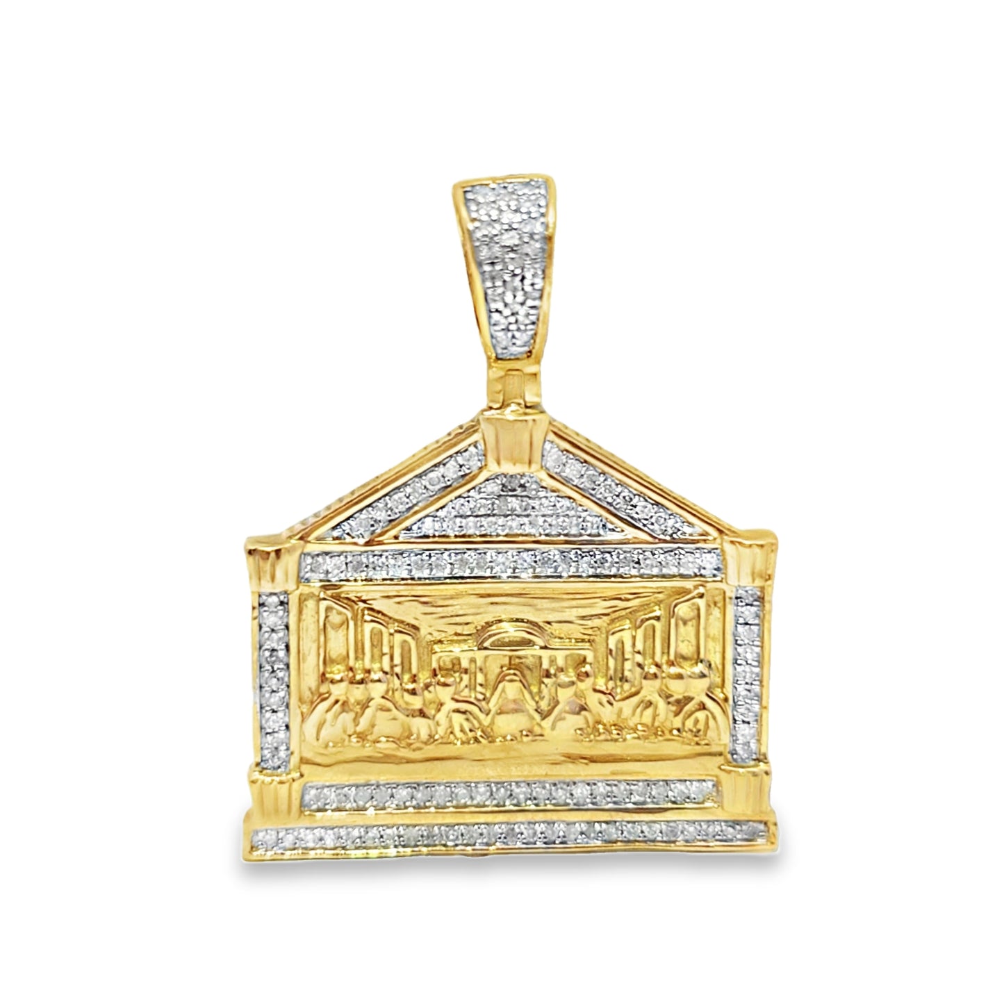 10K Yellow Gold Diamond Last Supper Pendant 0.39 ctw