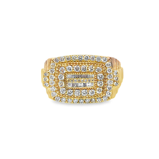 Mens Pink Ring 1.15 ctw Diamond 10K Yellow Gold