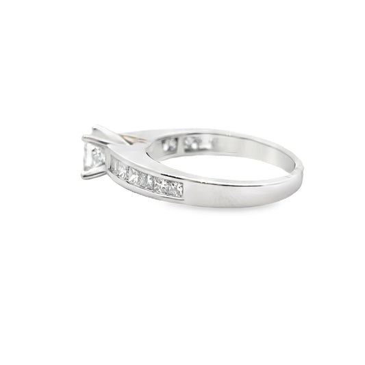 14K White Gold Princess Cut Diamond Ring 1.25 ctw