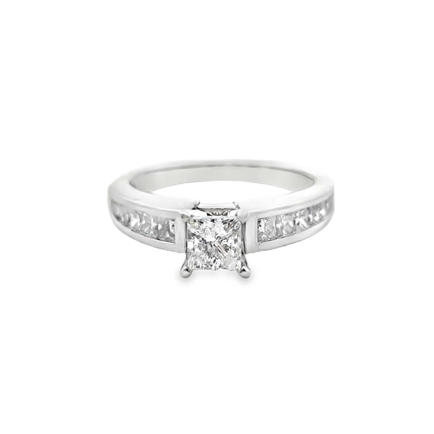 14K White Gold Princess Cut Diamond Ring 1.25 ctw
