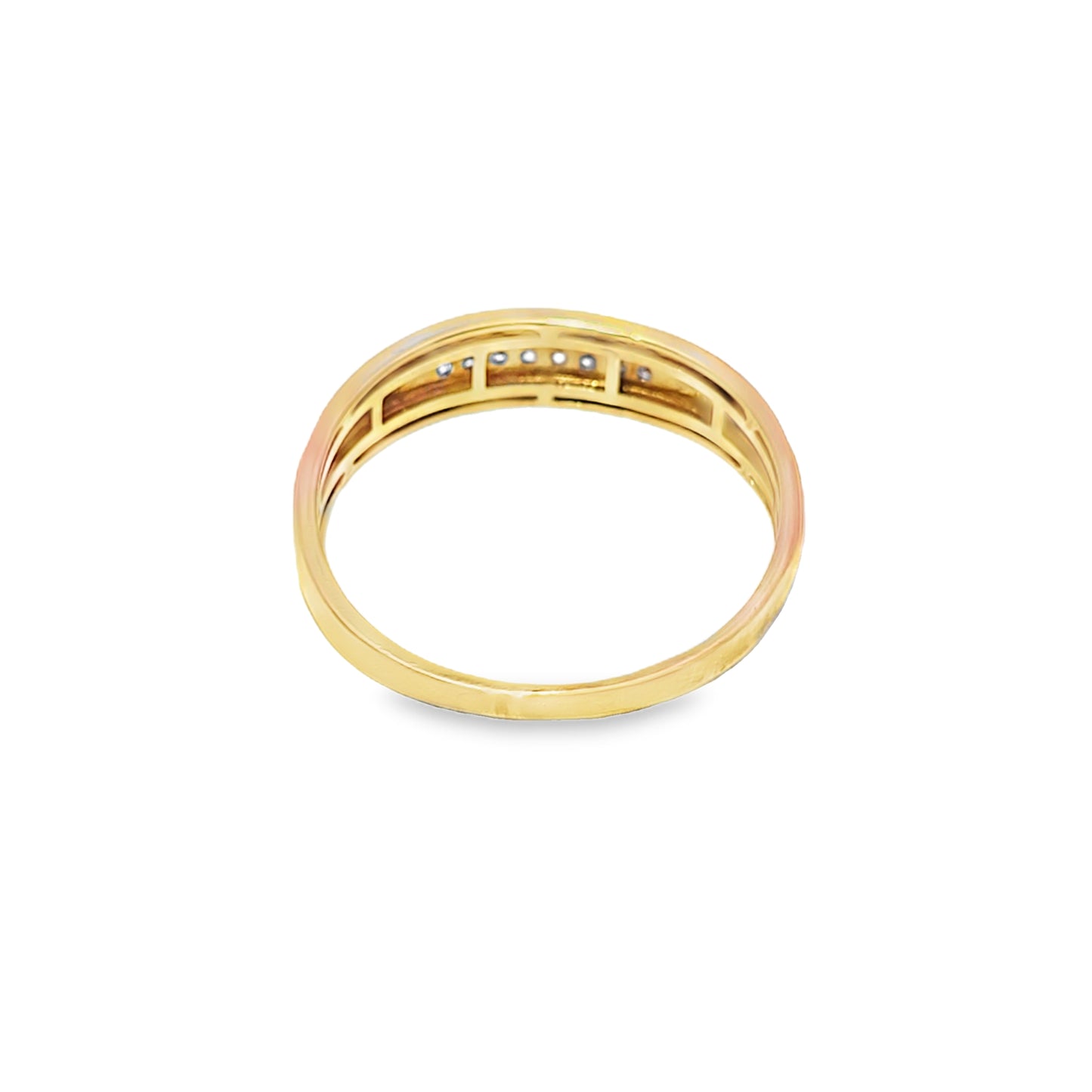 Diamond Round Cut Band Ring 10K Yellow Gold