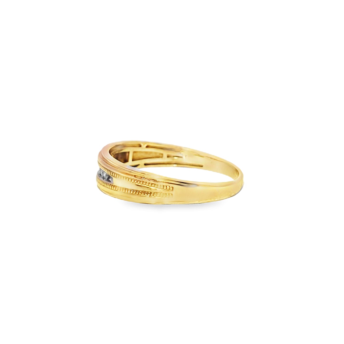 Diamond Round Cut Band Ring 10K Yellow Gold