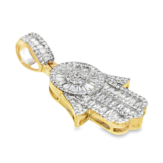 Hamsa Hand Pendant 0.75 ctw Diamond 10K Yellow Gold | Two-Tone | Jewelry Palace