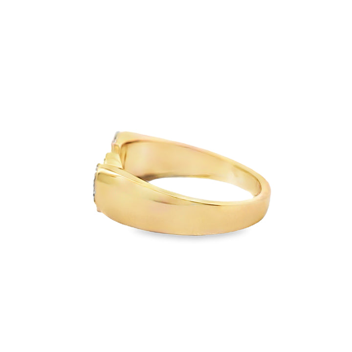 "J" Initial Cuff Ring With Heart 0.30 ctw Diamond 14K Yellow Gold