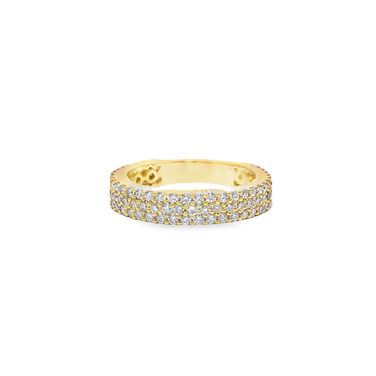 3 Row Band Ring 2.12 ctw Diamond 10K Yellow Gold