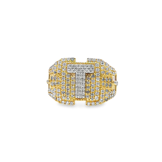 "T" Initial Ring 1.49 ctw Diamond 10K Yellow Gold