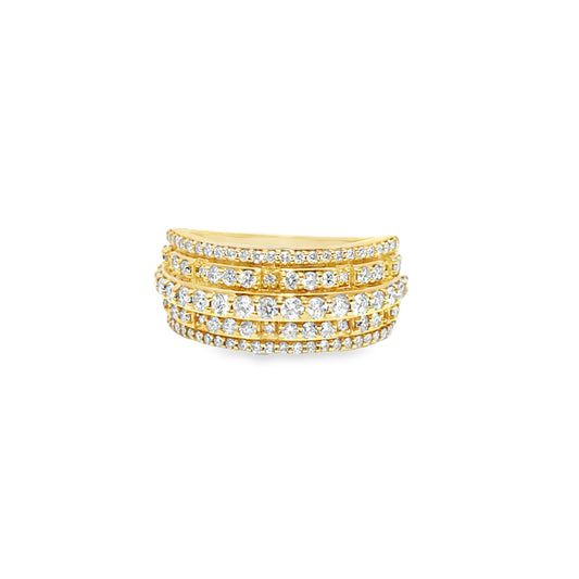 Mens 5 Row Wedding Band 1.46 ctw Diamond 14K Yellow Gold