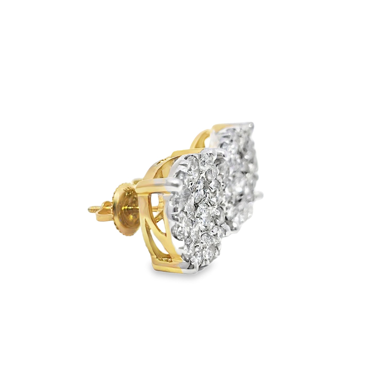 10K Yellow Gold 2.98 ctw Diamond 4-Prong Circle Earrings | Statement Studs | Jewelry Palace