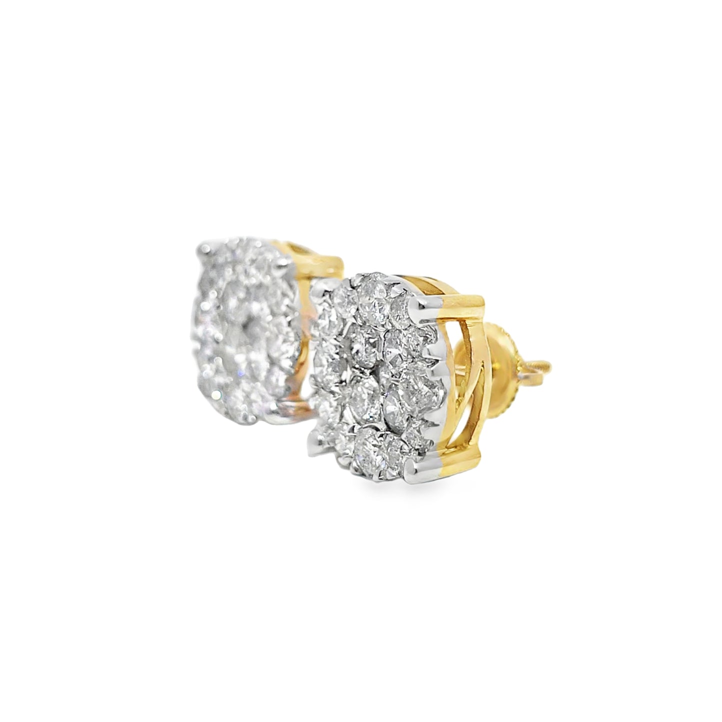 10K Yellow Gold 2.98 ctw Diamond 4-Prong Circle Earrings | Statement Studs | Jewelry Palace
