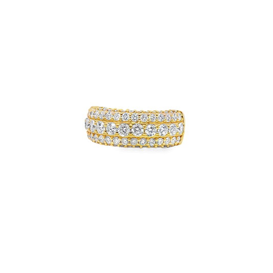 Mens Band Ring 2.11 ctw Diamond Round Cut 14K Yellow Gold
