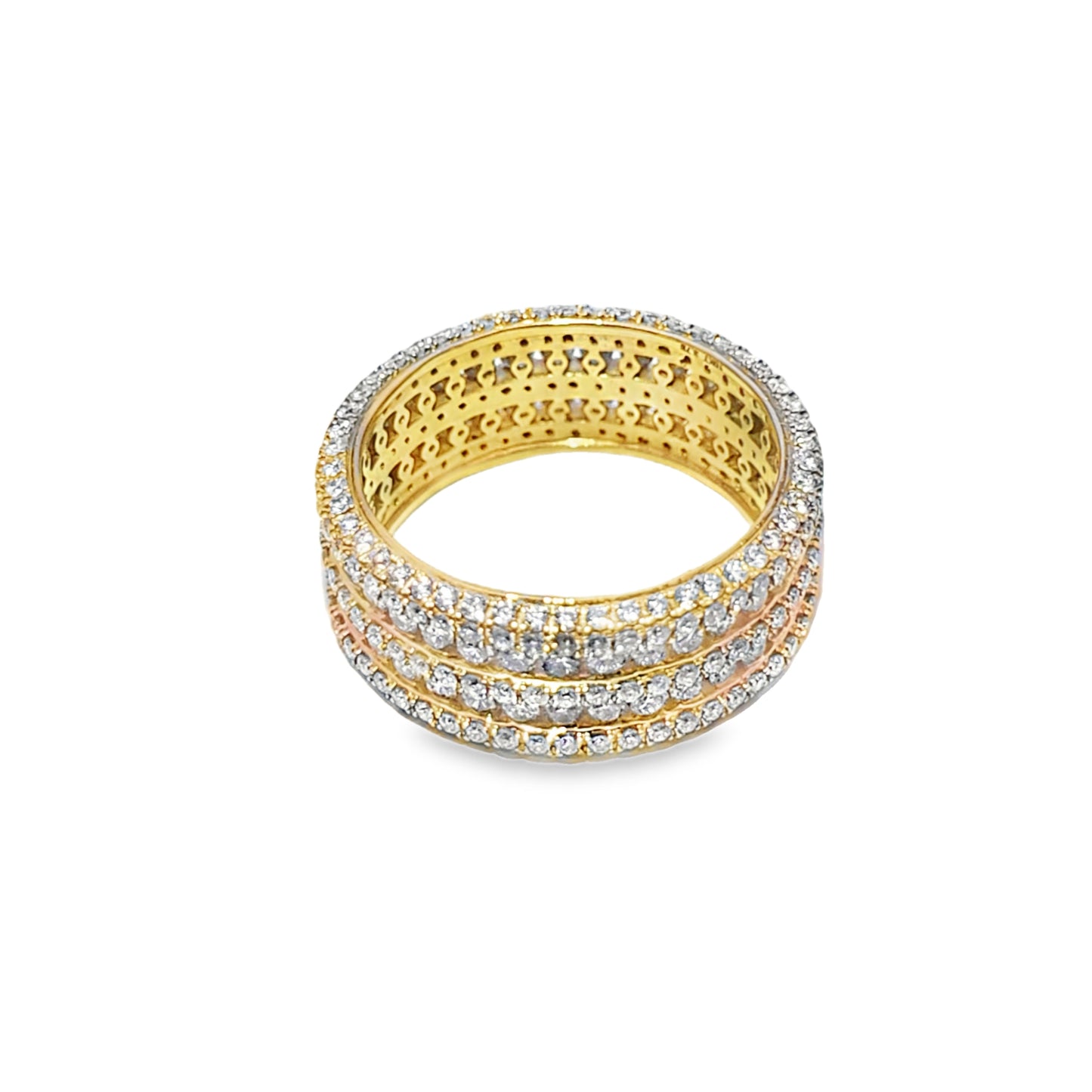 5 Row Round Stone Ring 3.78 ctw Diamond 10K Yellow Gold