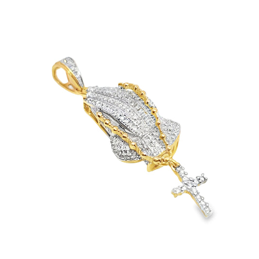 Praying Hands Pendant 0.34 Ct. 10K Gold