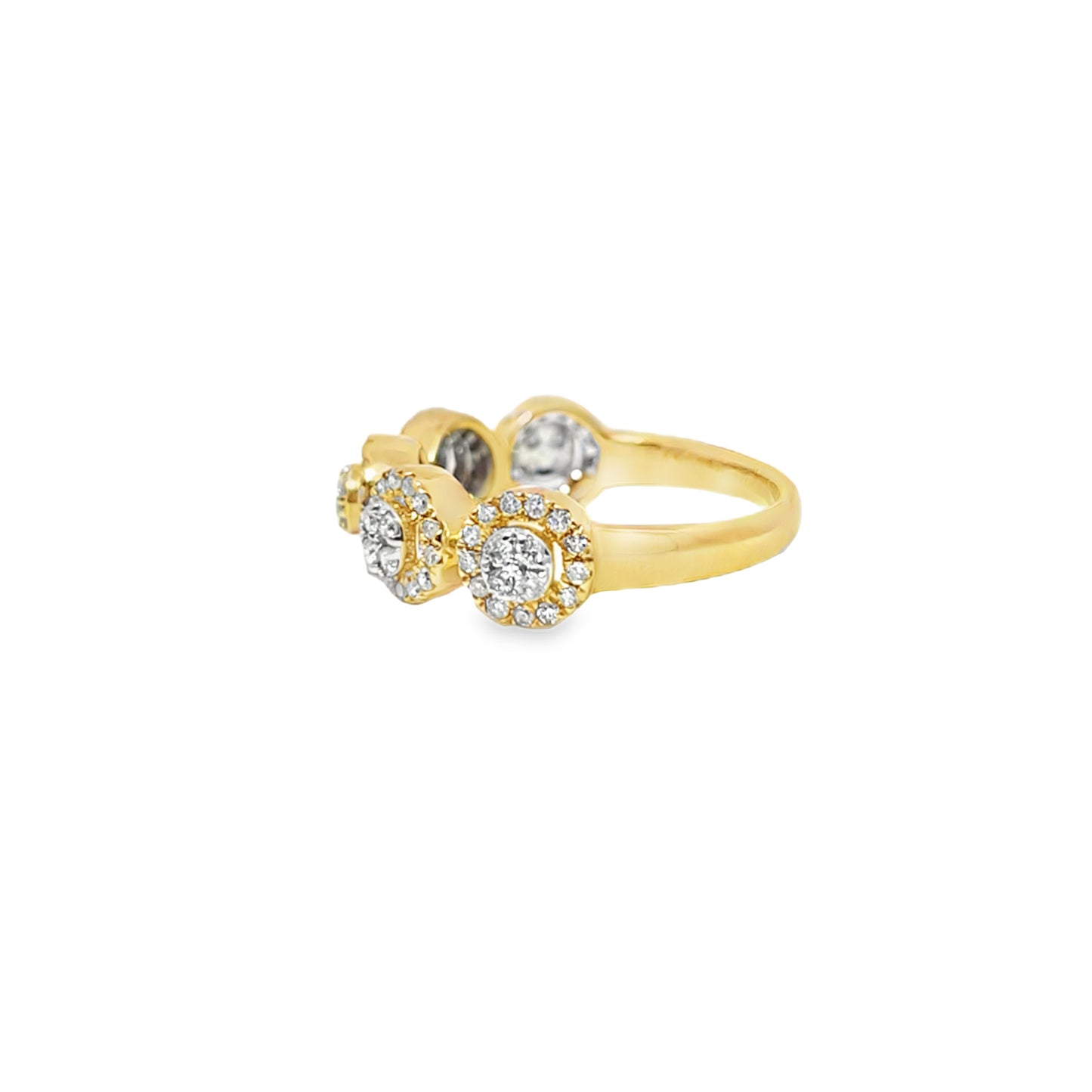 10K Yellow Gold 0.59 ctw Diamond Round Cut Ring | Elegant Halo Cluster Design | Jewelry Palace
