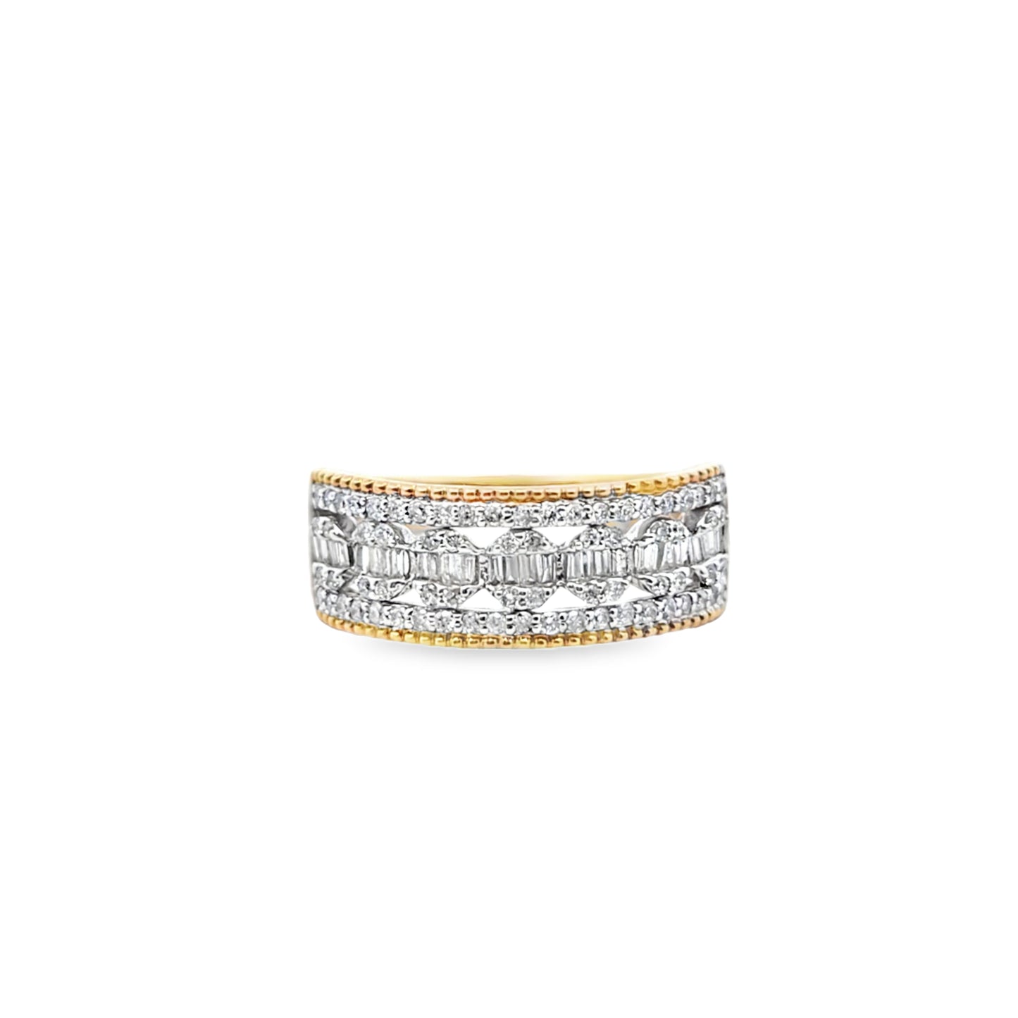 Round Baguette Band 0.50 ctw Diamond 10K Yellow Gold
