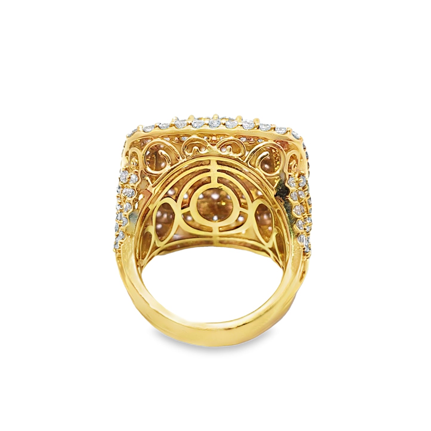 Mens Dome Pink Ring 5.10 ctw Diamond 14K Yellow Gold