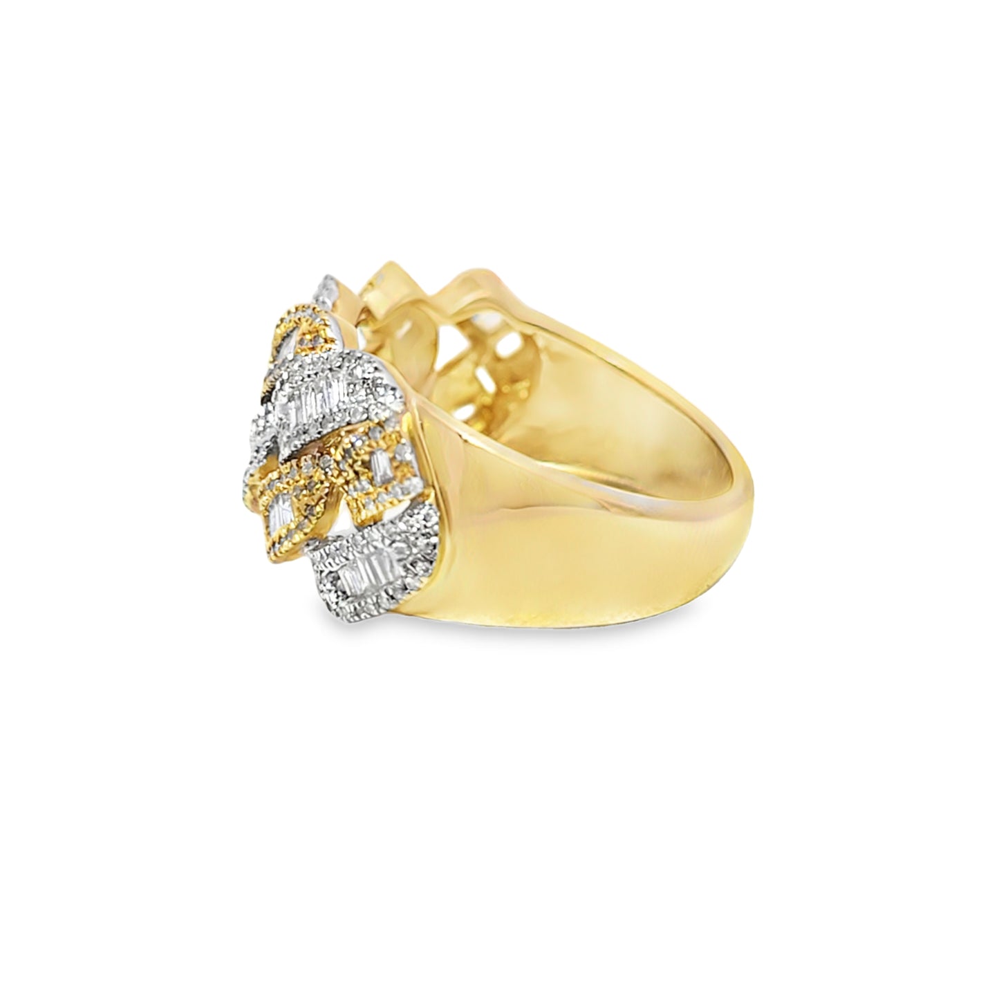 Cuban Link Ring Diamond 0.99 ctw 10K Yellow Gold