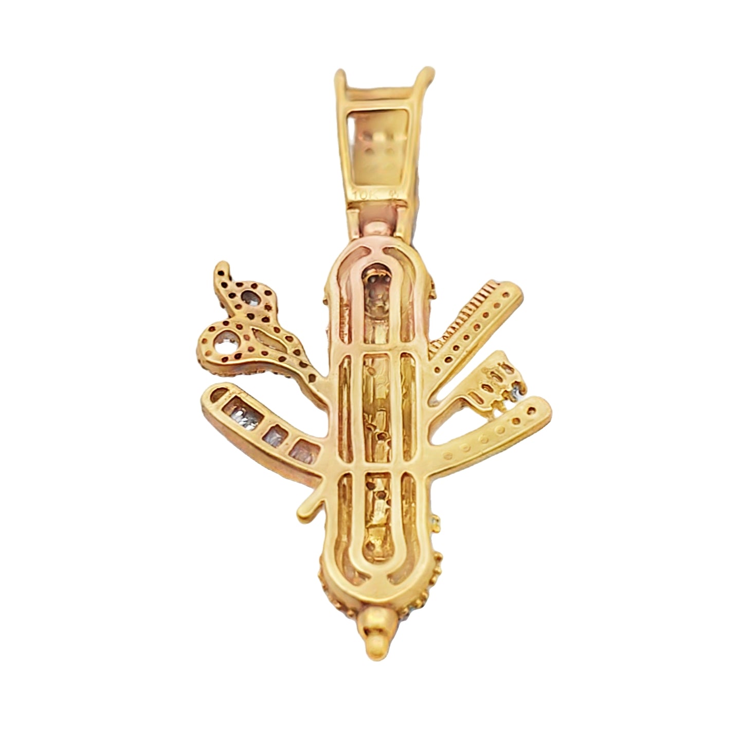 10K Yellow Gold 0.50 ctw Diamond Barber Pole Pendant | Blue & Red Enamel | Luxury Statement Jewelry | Jewelry Palace