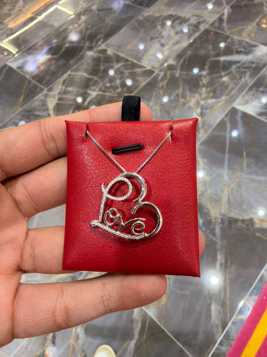 10K White Gold Natural Diamond Love Pendant Necklace Upgrade – 0.30 CTW