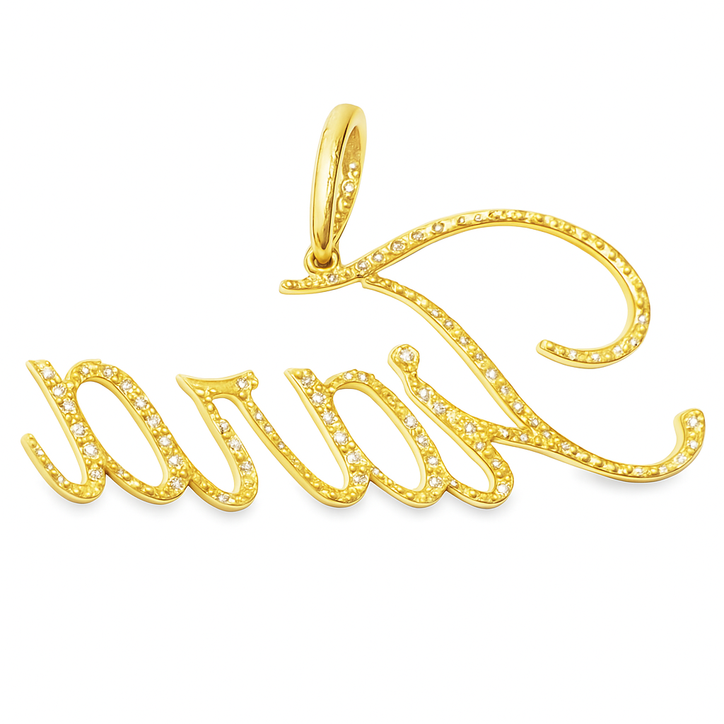 10K Yellow Gold Diamond "Tiara" Letter Pendant 1.5 ctw