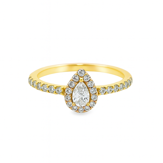 14K Yellow Gold Pear Cut Diamond Ring 0.65 ctw