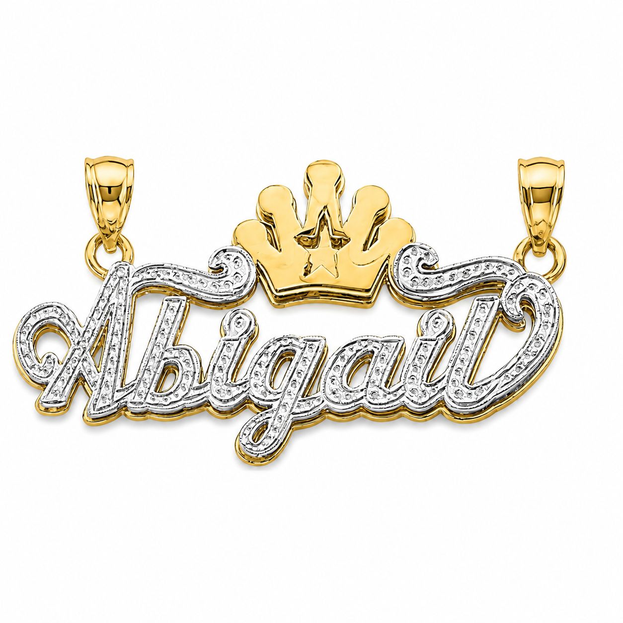 Custom 10KT Double Name Plate with 10KT Cuabn Chain