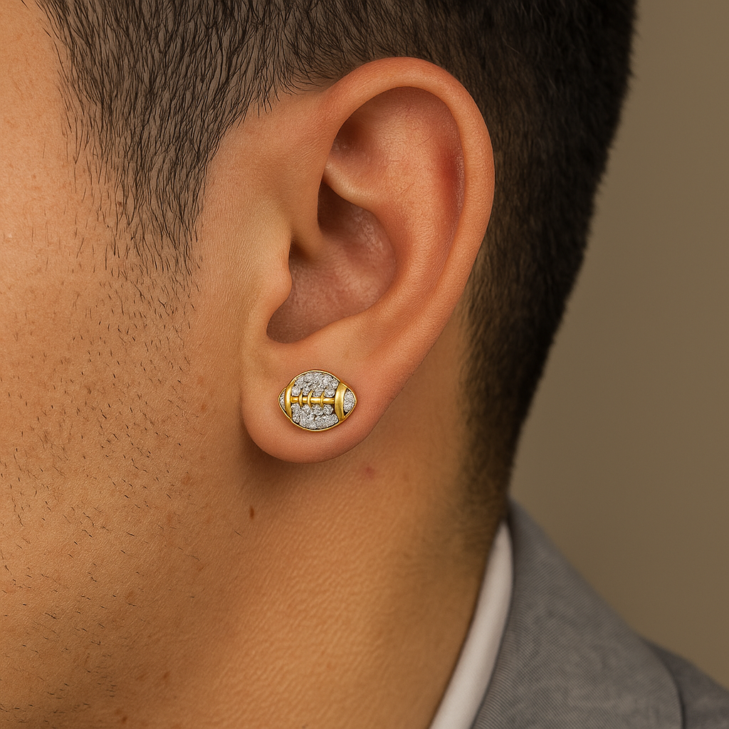 10K Yellow Gold Diamond Football Stud Earrings โ 1/3 CTW | Jewelry Palace