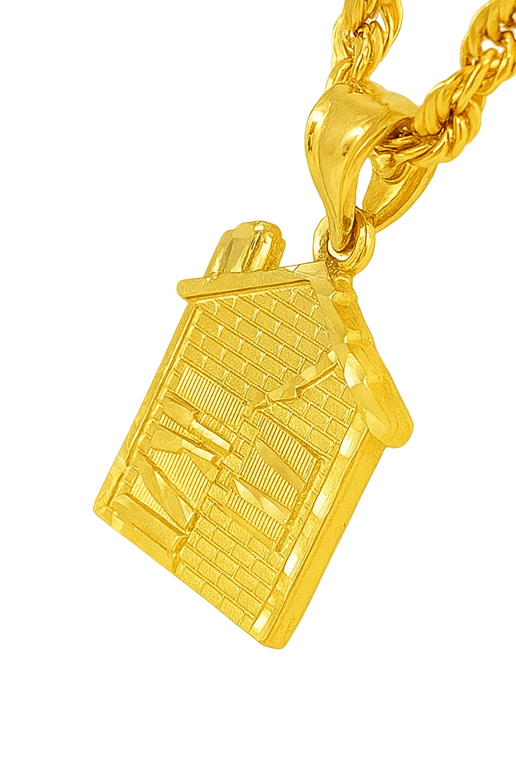 10K Yellow Gold House Pendant Necklace Set – Bold Urban Design | Jewelry Palace