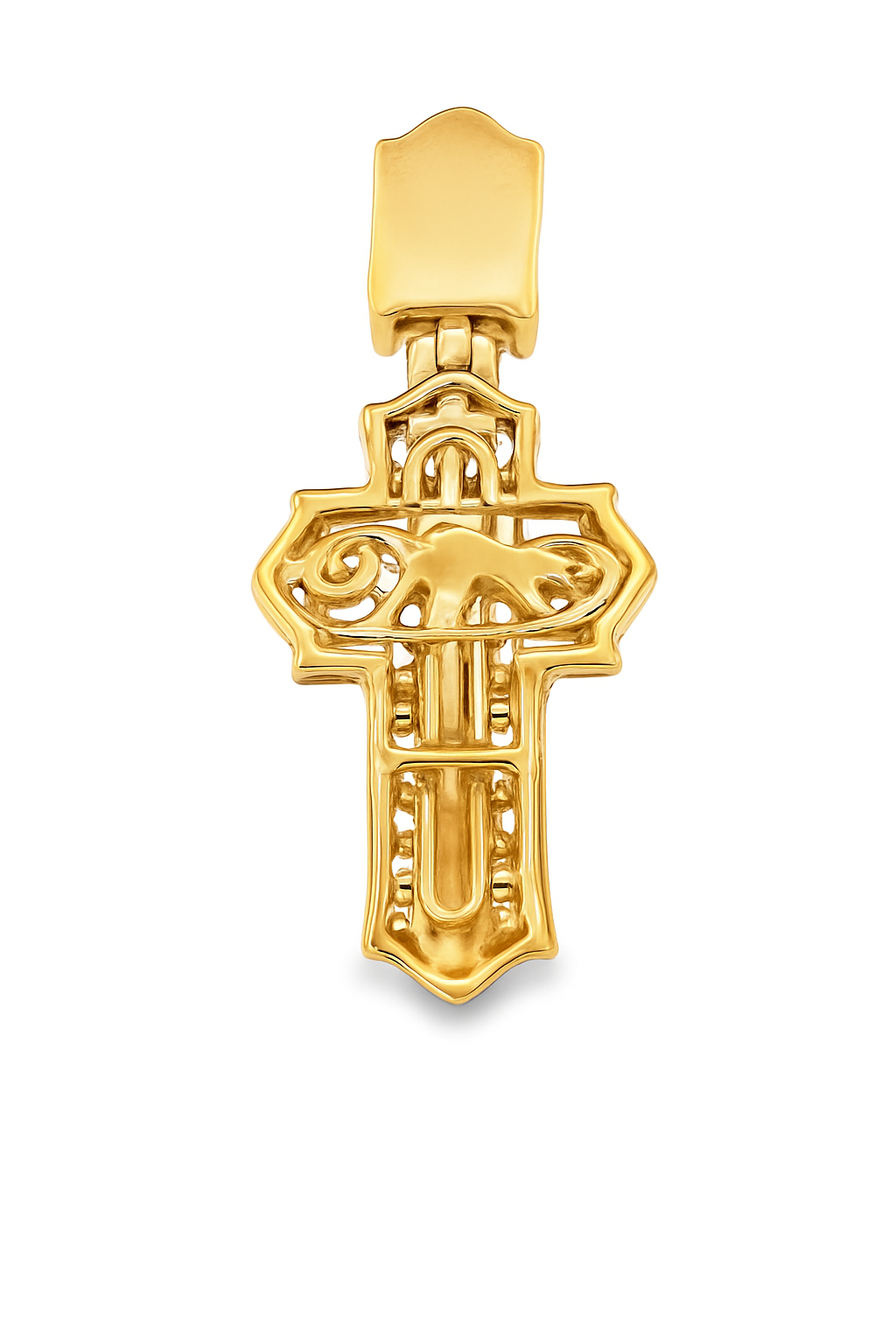 10K Yellow Gold Diamond Baguette Cross Pendant 1.10 ctw