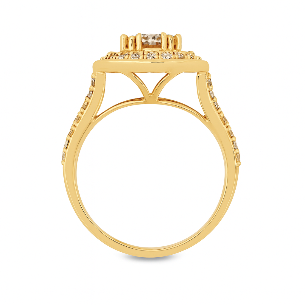 10K Yellow Gold Round Cut Diamond Halo Cluster Ring 2.02 ctw | Elegant Bridal & Fashion Jewelry – Jewelry Palace Lithonia GA