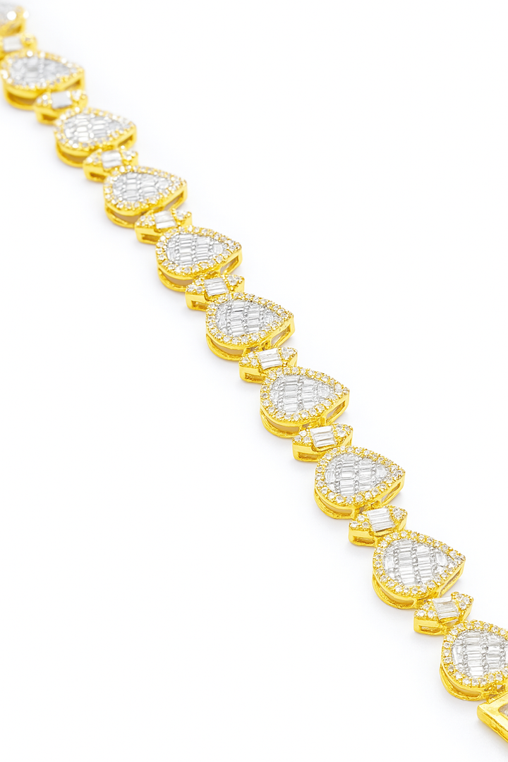 10K Yellow Gold Pear & Marquise Diamond Cluster Cuff Bracelet 2.50 ctw – Elegant Women’s Design | Jewelry Palace