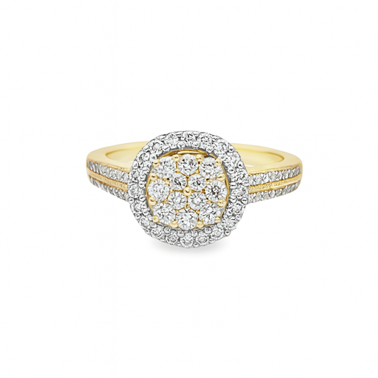 10K Yellow Gold Diamond Cluster Ring 0.41 ctw | Round Brilliant Halo Design – Jewelry Palace Lithonia GA
