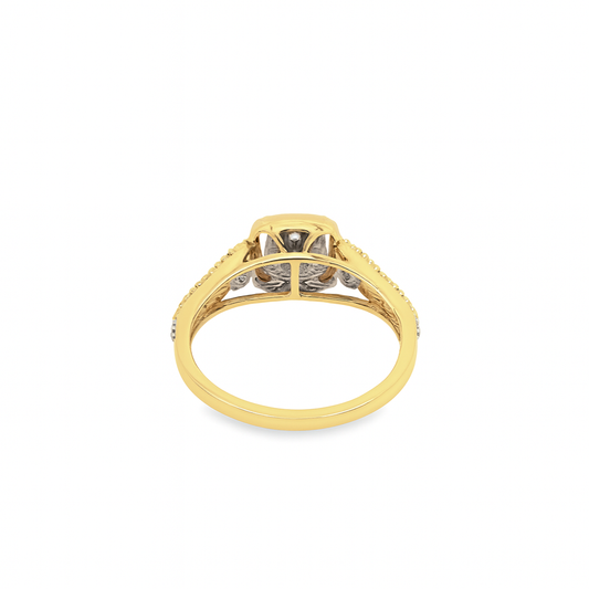 10K Yellow Gold Diamond Cluster Halo Ring 0.26 ctw