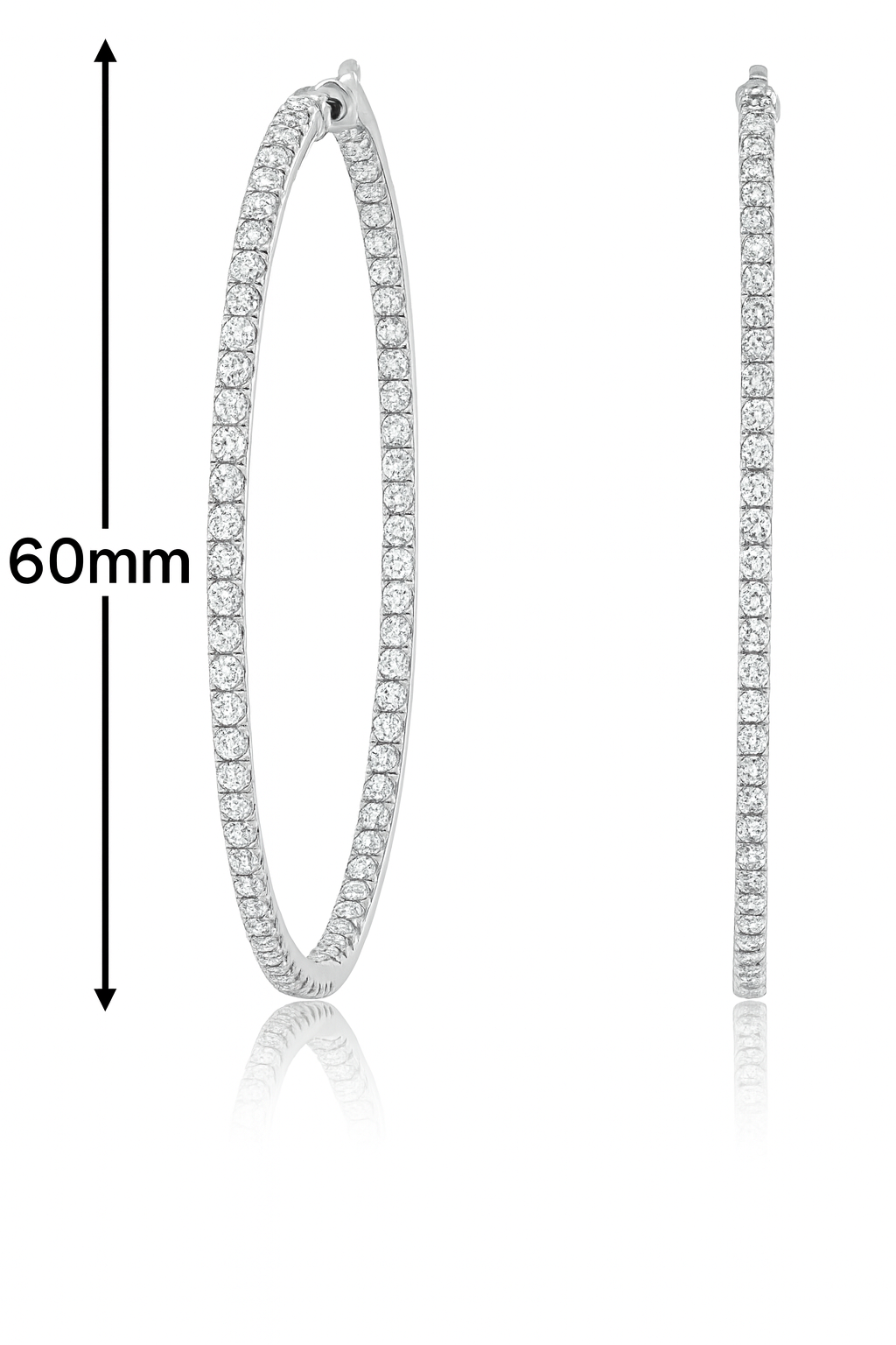 14K White Gold 2.20 CTW High Fashion Inside-Out Diamond Hoop Earrings | Jewelry Palace