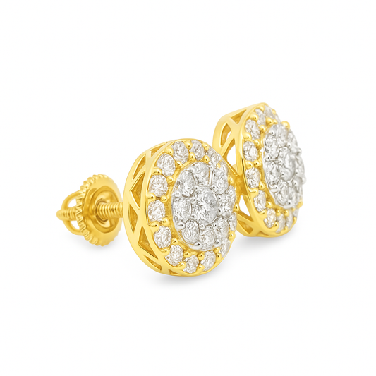 10K Yellow Gold Diamond Stud Earrings with Round Brilliant Cut Diamonds 0.93 CTW | Jewelry Palace