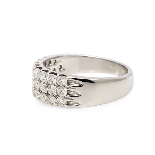 10k White Gold 3 Row Diamond Band 1.00 ctw