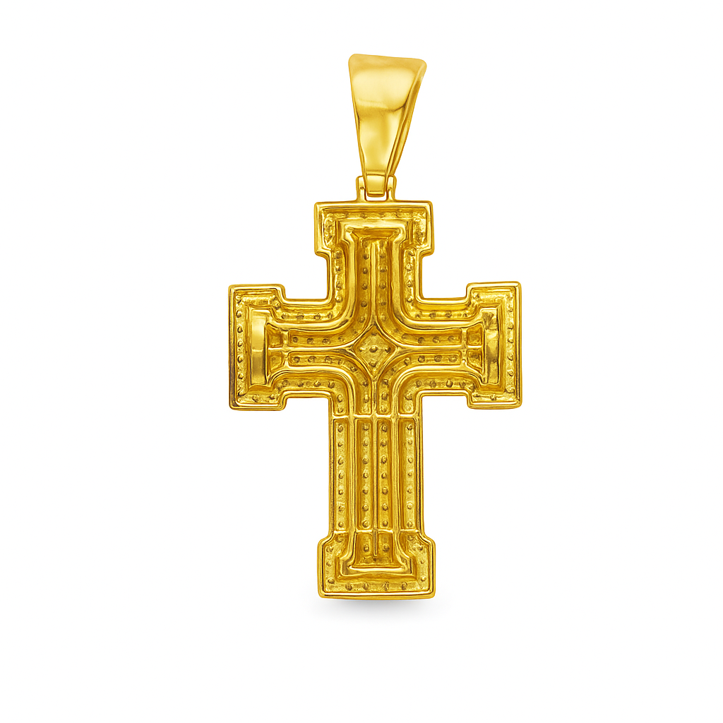 10K Yellow Gold Diamond Cross Pendant with Round Cut Diamonds 3.99 ctw