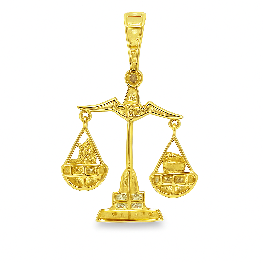 10K Yellow Gold 0.75 ctw Diamond Libra Scale Pendant | Zodiac Justice Symbol | Jewelry Palace