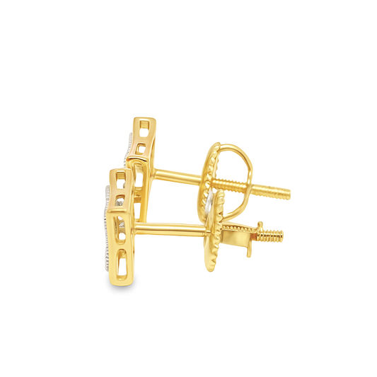 10K Yellow Gold 0.10 ctw Diamond Square Earrings | Classic Cluster Studs | Jewelry Palace
