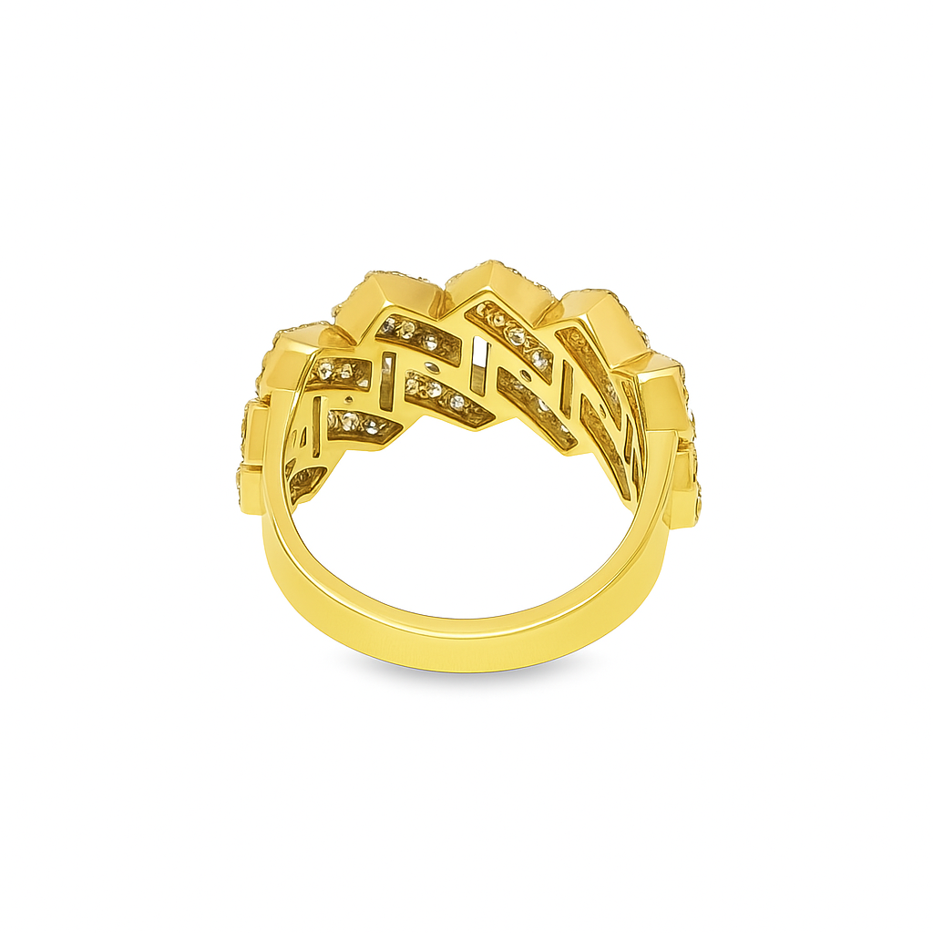 Men’s 10K Yellow Gold Diamond Cuban Link Ring 2.50 CTW | Iced-Out Statement Ring | Jewelry Palace