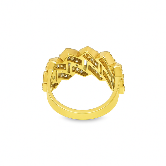Men’s 10K Yellow Gold Diamond Cuban Link Ring 2.50 CTW | Iced-Out Statement Ring | Jewelry Palace