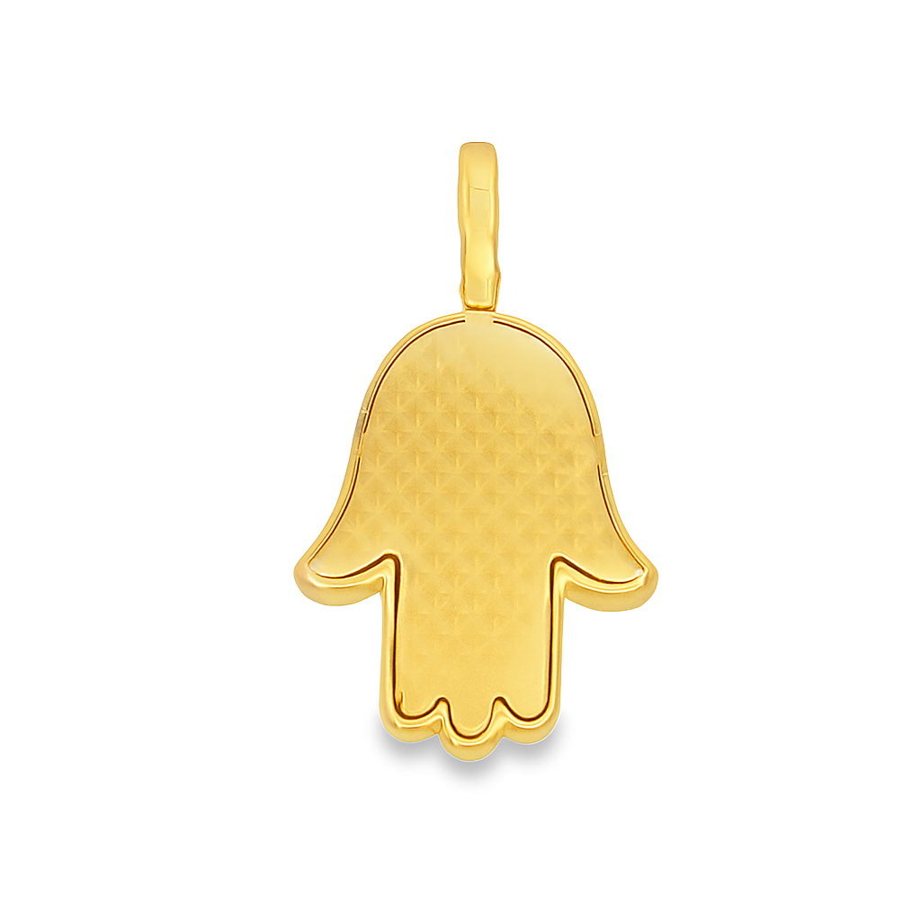 Enlightened Hamsa Pendant 1.45 ctw Diamond 10K Yellow Gold – Eye of Protection Charm | Jewelry Palace Lithonia, GA