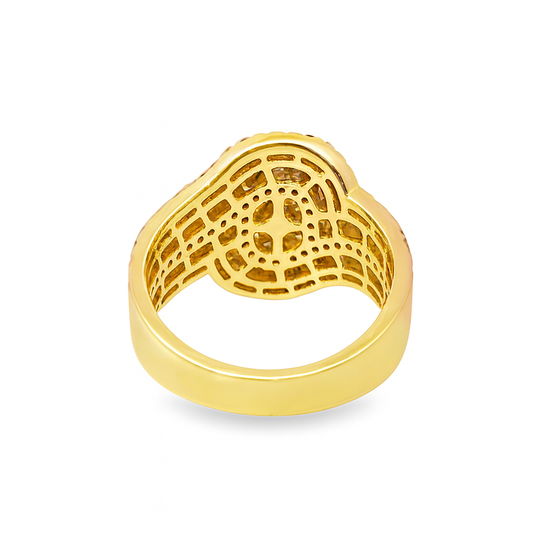 10K Yellow Gold Diamond Ring 1.50 ctw | Round Brilliant Cluster with Baguette Accents – Jewelry Palace Lithonia GA