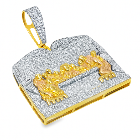10K Yellow Gold Diamond "Last Supper" Pendant 1.33 ctw