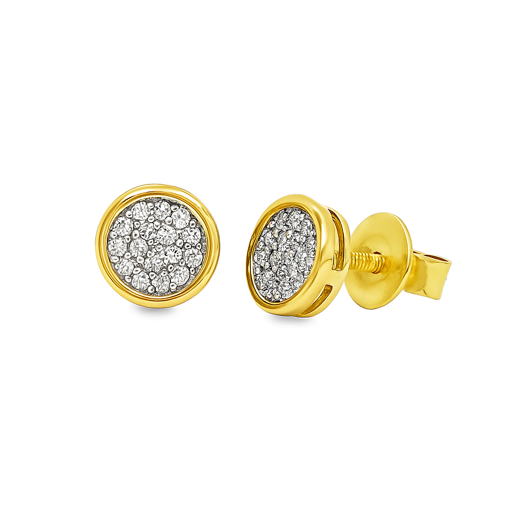 10K Yellow Gold Diamond Circle Bezel Stud Earrings – 0.06 CTW | Jewelry Palace