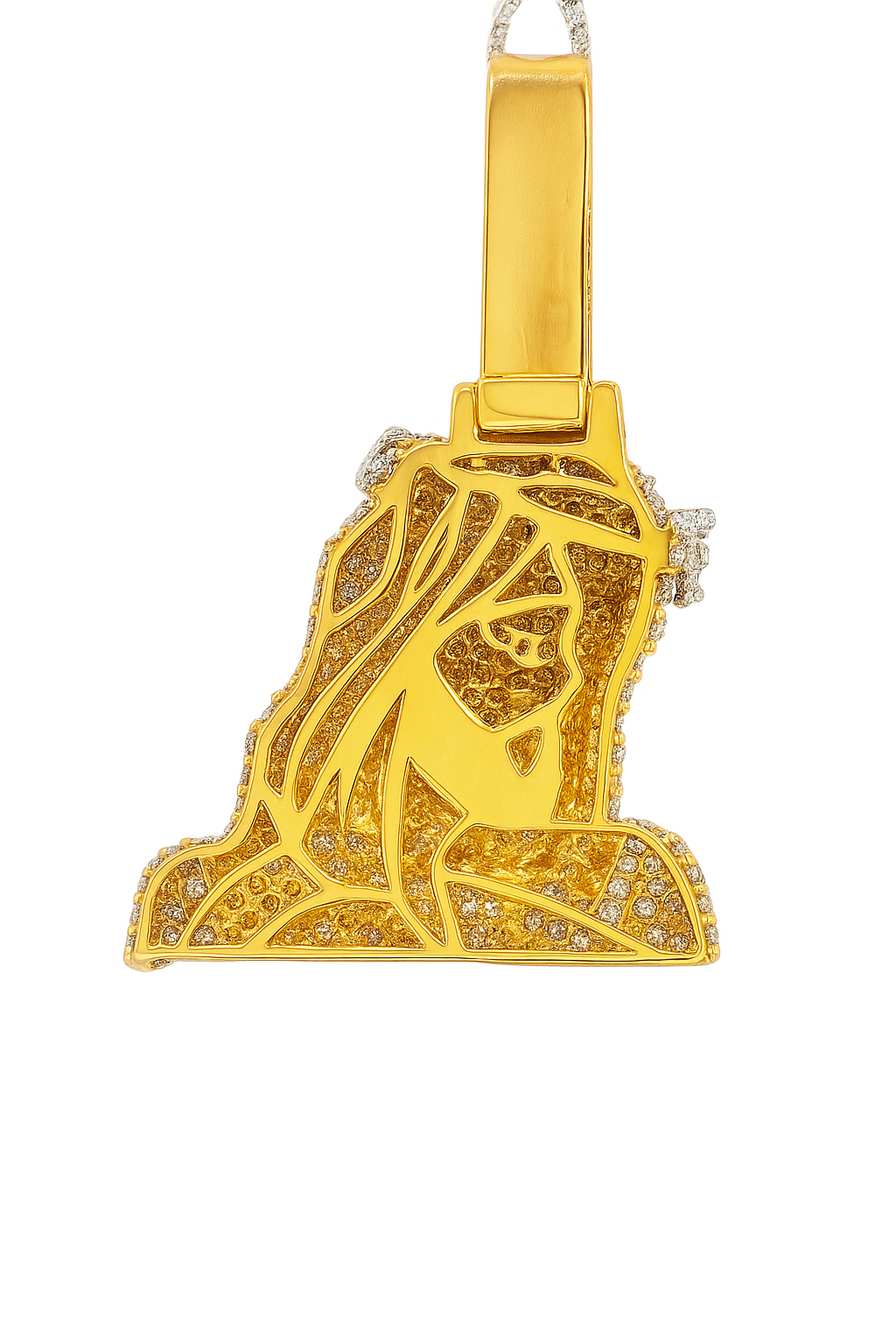 10K Yellow Gold Diamond Jesus Piece Pendant 4.0 ctw | Iced-Out Baguette & Round Diamond Religious Charm